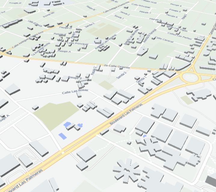 Mapa tridimensional real de la zona del CBIS en Sonsonate
